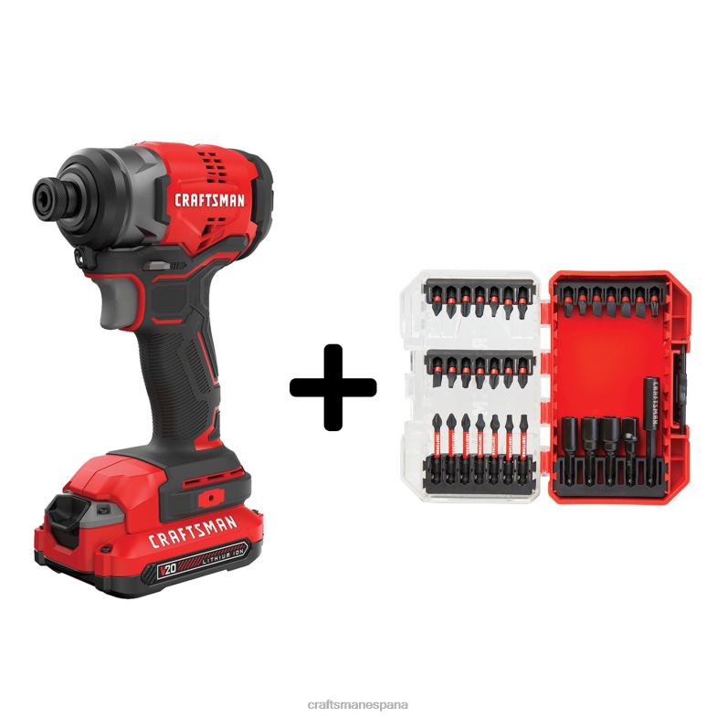 CRAFTSMAN Controlador de impacto inalámbrico sin escobillas v20 de 20 voltios máx (1 batería incluida cargador incluido y bolsa blanda incluida) Herramientas eléctricas 4DTRH136