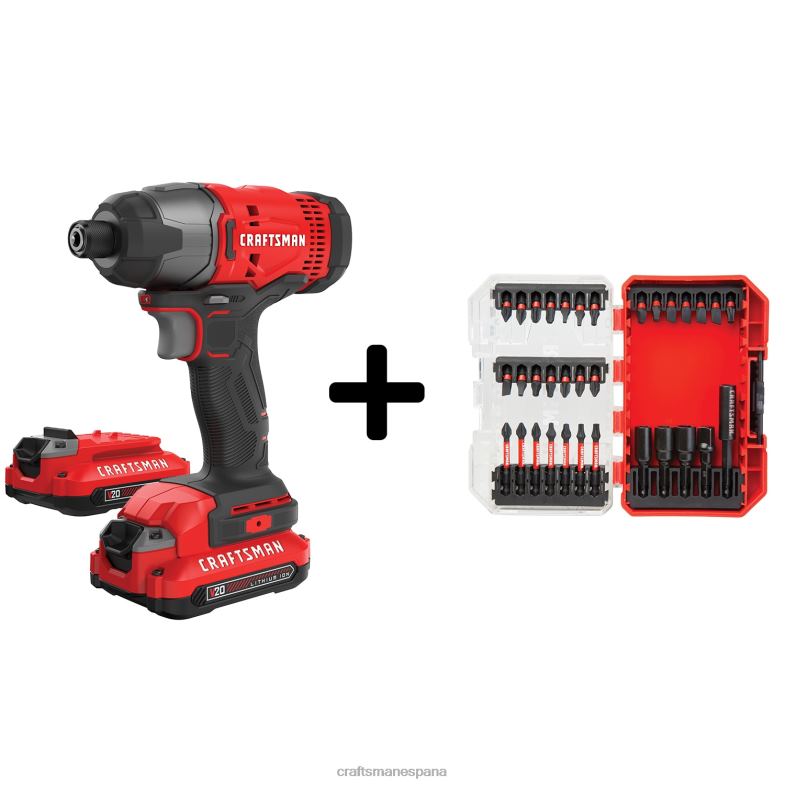 CRAFTSMAN Controlador de impacto inalámbrico v20 de 20 voltios máximo (2 baterías incluidas cargador incluido) Herramientas eléctricas 4DTRH128