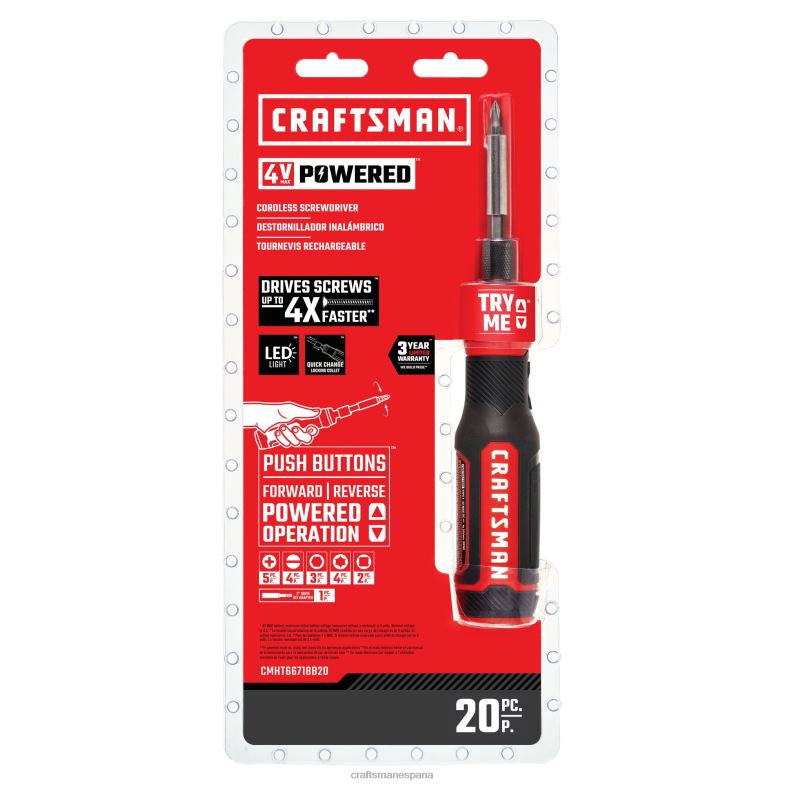 CRAFTSMAN Destornillador inalámbrico de 4 voltios máximo de 1/4 de pulgada (1 batería incluida y cargador incluido) Herramientas eléctricas 4DTRH151