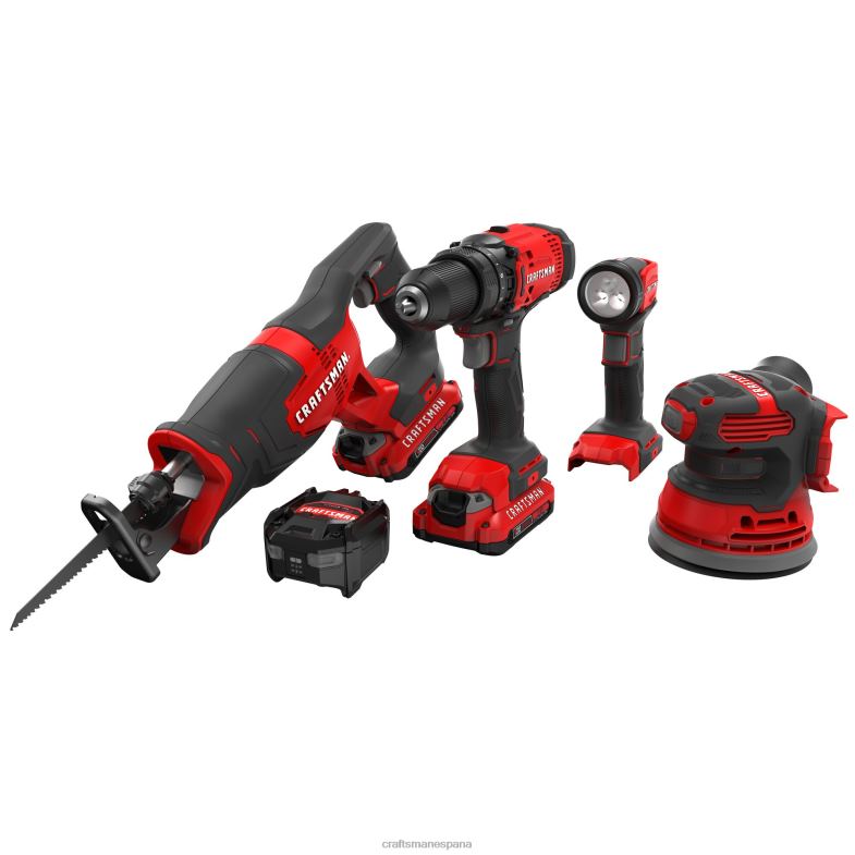 CRAFTSMAN Kit combinado de herramientas eléctricas de 4 herramientas con estuche blando (2 baterías incluidas y cargador incluido) Herramientas eléctricas 4DTRH25