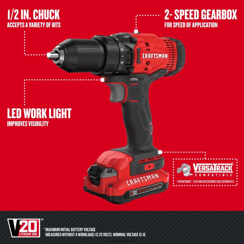 CRAFTSMAN Kit combinado de herramientas eléctricas de 6 herramientas con estuche blando (2 baterías incluidas y cargador incluido) Herramientas eléctricas 4DTRH1