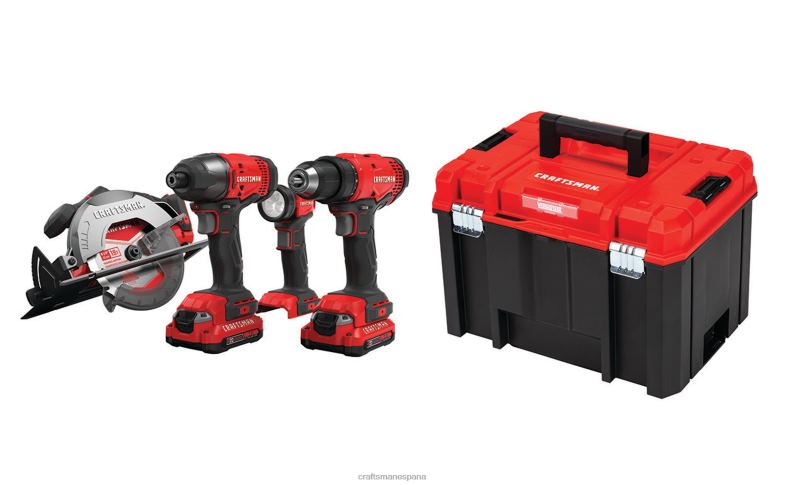 CRAFTSMAN Kit combinado de herramientas eléctricas v20 de 4 herramientas con estuche rígido (2 baterías incluidas y cargador incluido) Herramientas eléctricas 4DTRH58