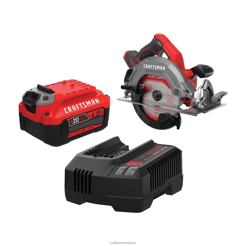 CRAFTSMAN Kit de batería para herramienta eléctrica y sierra circular inalámbrica sin escobillas v20 de 20 voltios máx 7-1/4 pulgadas (incluido) Herramientas eléctricas 4DTRH73