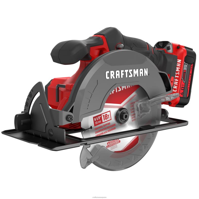 CRAFTSMAN Kit de sierra circular inalámbrica v20 de 20 voltios máx de 6-1/2 pulgadas (1 batería y cargador incluidos) Herramientas eléctricas 4DTRH166