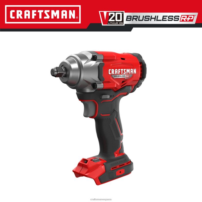 CRAFTSMAN Llave de impacto inalámbrica con accionamiento de 1/2 pulgada sin escobillas de velocidad variable máxima de 20 voltios (herramienta básica) Herramientas eléctricas 4DTRH7