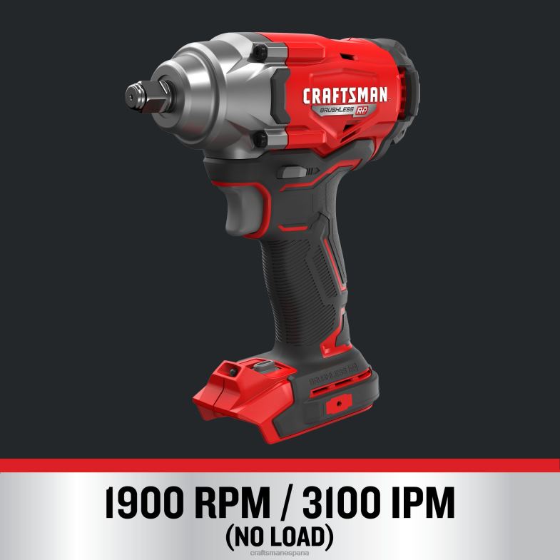 CRAFTSMAN Llave de impacto inalámbrica con accionamiento de 1/2 pulgada sin escobillas de velocidad variable máxima de 20 voltios (herramienta básica) Herramientas eléctricas 4DTRH7