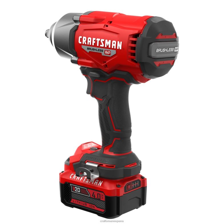 CRAFTSMAN Llave de impacto inalámbrica con accionamiento de 1/2 pulgada sin escobillas de velocidad variable máxima de 4 amperios y 20 voltios (batería incluida) Herramientas eléctricas 4DTRH31