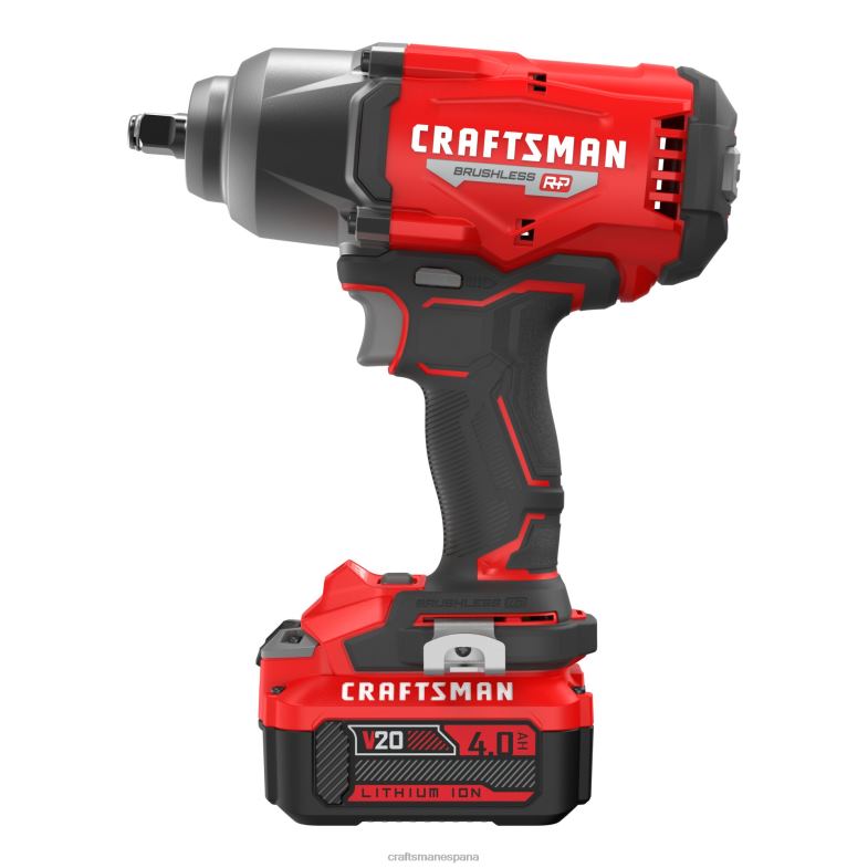 CRAFTSMAN Llave de impacto inalámbrica con accionamiento de 1/2 pulgada sin escobillas de velocidad variable máxima de 4 amperios y 20 voltios (batería incluida) Herramientas eléctricas 4DTRH31