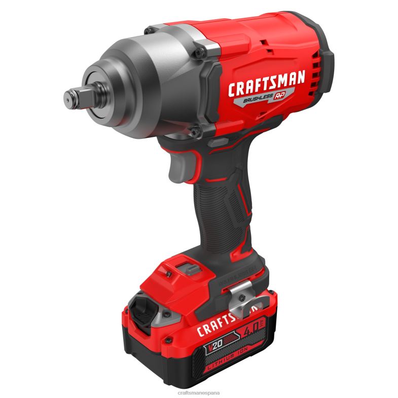 CRAFTSMAN Llave de impacto inalámbrica con accionamiento de 1/2 pulgada sin escobillas de velocidad variable máxima de 4 amperios y 20 voltios (batería incluida) Herramientas eléctricas 4DTRH31