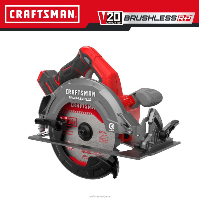 CRAFTSMAN Sierra circular inalámbrica sin escobillas v20 rp de 20 voltios máx 7-1/4 pulgadas (herramienta básica) Herramientas eléctricas 4DTRH3