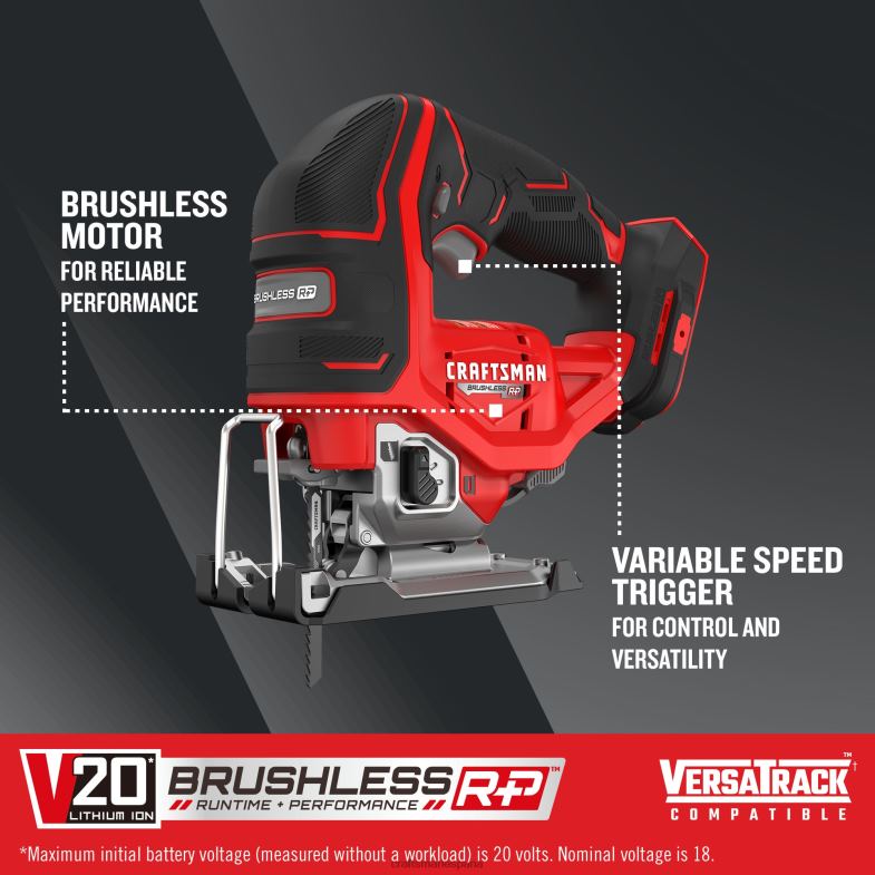 CRAFTSMAN Sierra de vaivén inalámbrica sin llave de velocidad variable y sin escobillas v20 rp 20 voltios máx (herramienta básica) Herramientas eléctricas 4DTRH8