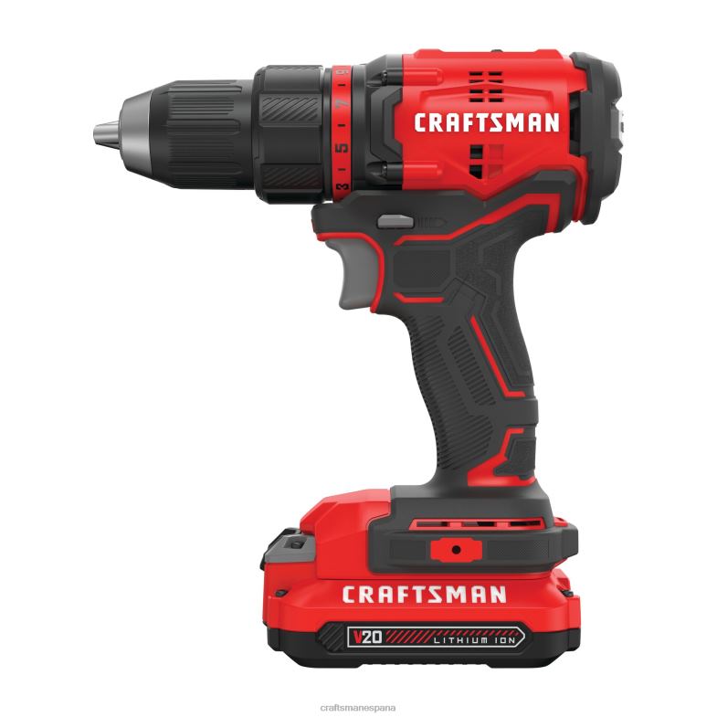 CRAFTSMAN Taladro inalámbrico sin escobillas v20 de 20 voltios máx de 1/2 pulgada (2 baterías incluidas cargador incluido y bolsa blanda incluida) Herramientas eléctricas 4DTRH170