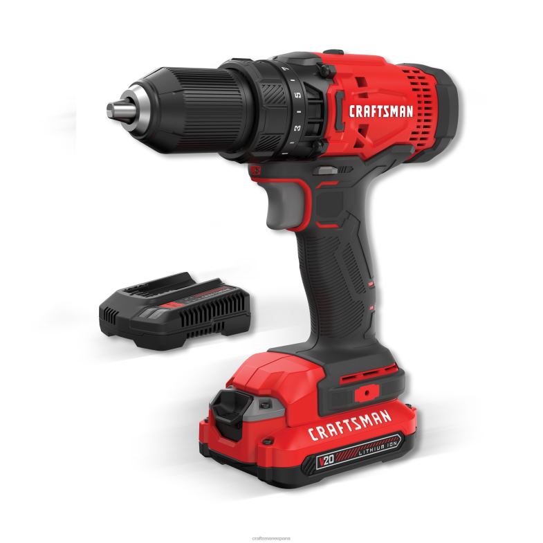 CRAFTSMAN Taladro inalámbrico v20 de 20 voltios máx de 1/2 pulgada (1 batería incluida cargador incluido) Herramientas eléctricas 4DTRH148