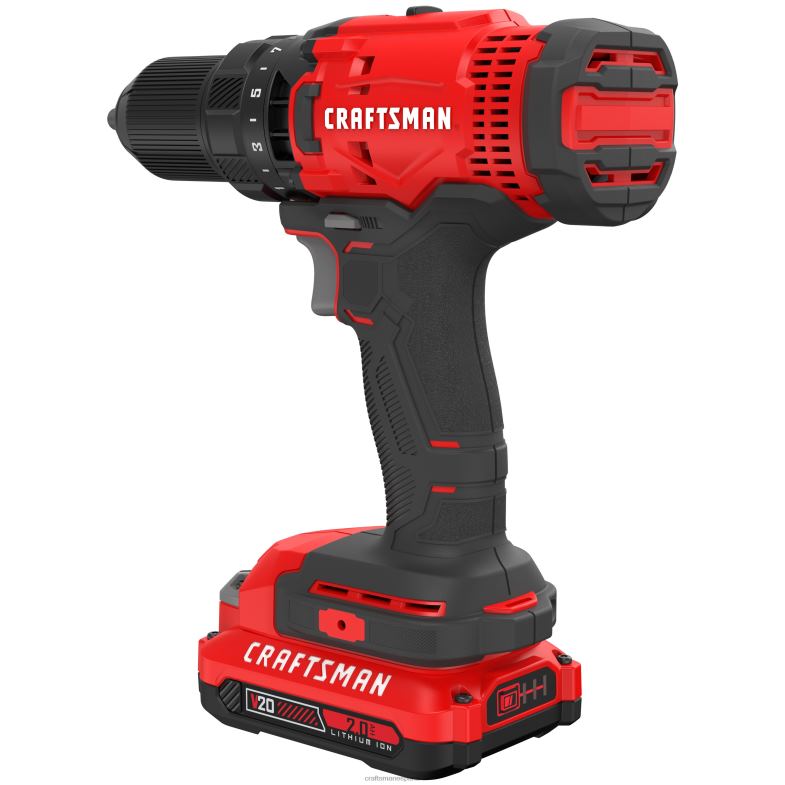 CRAFTSMAN Taladro inalámbrico v20 de 20 voltios máx de 1/2 pulgada (1 batería incluida cargador incluido) Herramientas eléctricas 4DTRH148