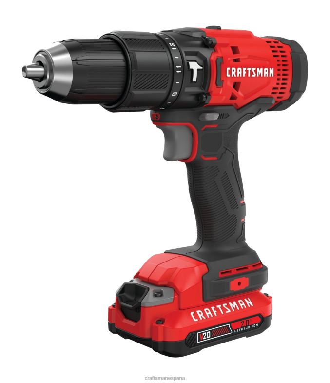 CRAFTSMAN Taladro percutor inalámbrico de velocidad variable y amperaje máximo de 20 voltios de 1/2 pulgada (1 batería incluida) Herramientas eléctricas 4DTRH160