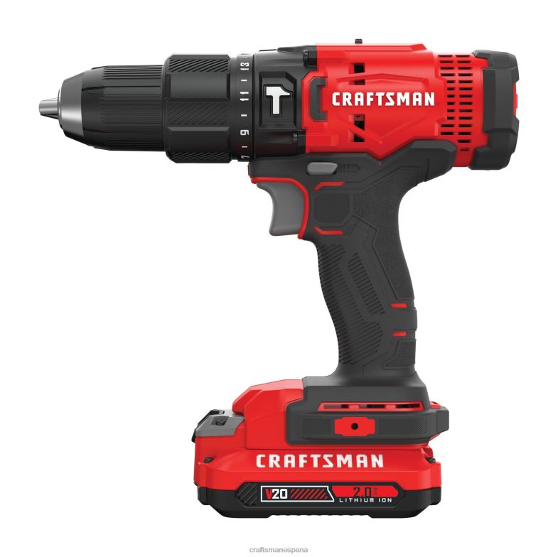 CRAFTSMAN Taladro percutor inalámbrico de velocidad variable y amperaje máximo de 20 voltios de 1/2 pulgada (1 batería incluida) Herramientas eléctricas 4DTRH160