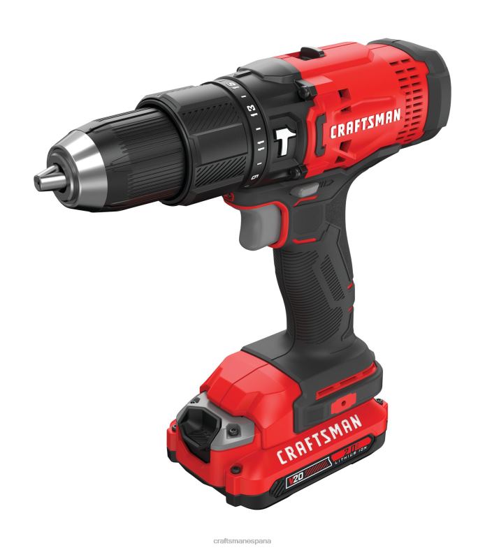 CRAFTSMAN Taladro percutor inalámbrico de velocidad variable y amperaje máximo de 20 voltios de 1/2 pulgada (1 batería incluida) Herramientas eléctricas 4DTRH160