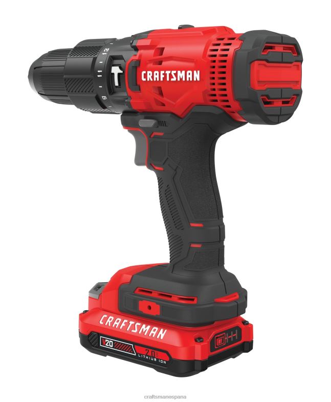 CRAFTSMAN Taladro percutor inalámbrico de velocidad variable y amperaje máximo de 20 voltios de 1/2 pulgada (1 batería incluida) Herramientas eléctricas 4DTRH160