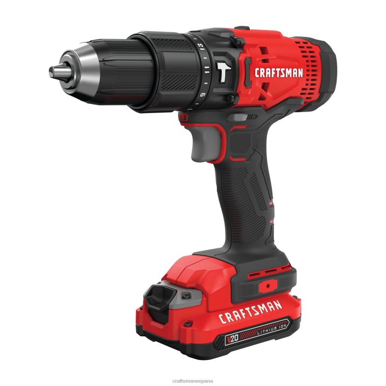 CRAFTSMAN Taladro percutor inalámbrico de velocidad variable y amperaje máximo de 20 voltios y 1/2 pulgada (2 baterías incluidas) Herramientas eléctricas 4DTRH163