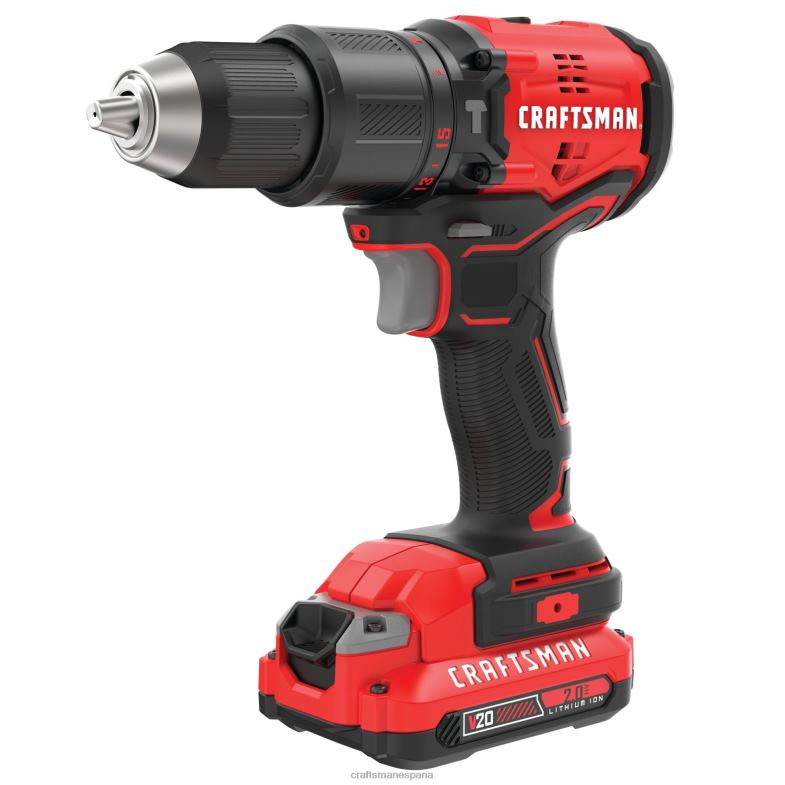 CRAFTSMAN v20 Taladro percutor inalámbrico sin escobillas de velocidad variable y 20 voltios de amperaje máximo de 1/2 pulgada (2 baterías incluidas) Herramientas eléctricas 4DTRH167