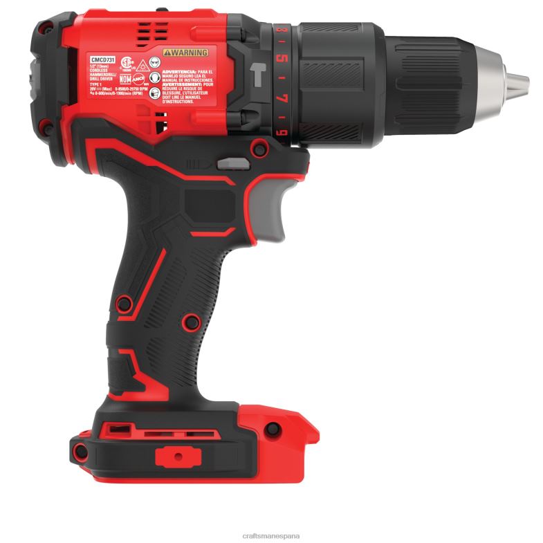 CRAFTSMAN v20 Taladro percutor inalámbrico sin escobillas velocidad variable 1/2 pulg 20 voltios amperaje máximo (herramienta básica) Herramientas eléctricas 4DTRH104