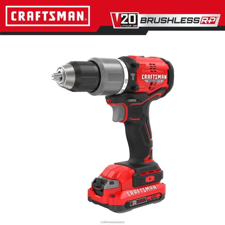 CRAFTSMAN v20 rp Taladro percutor inalámbrico híbrido sin escobillas velocidad variable 1/2 pulg 20 voltios de amperaje máximo (2 baterías incluidas) Herramientas eléctricas 4DTRH171