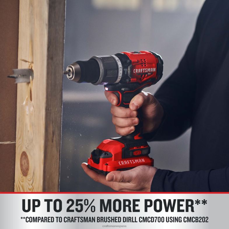 CRAFTSMAN v20 rp Taladro percutor inalámbrico híbrido sin escobillas velocidad variable 1/2 pulg 20 voltios de amperaje máximo (2 baterías incluidas) Herramientas eléctricas 4DTRH171